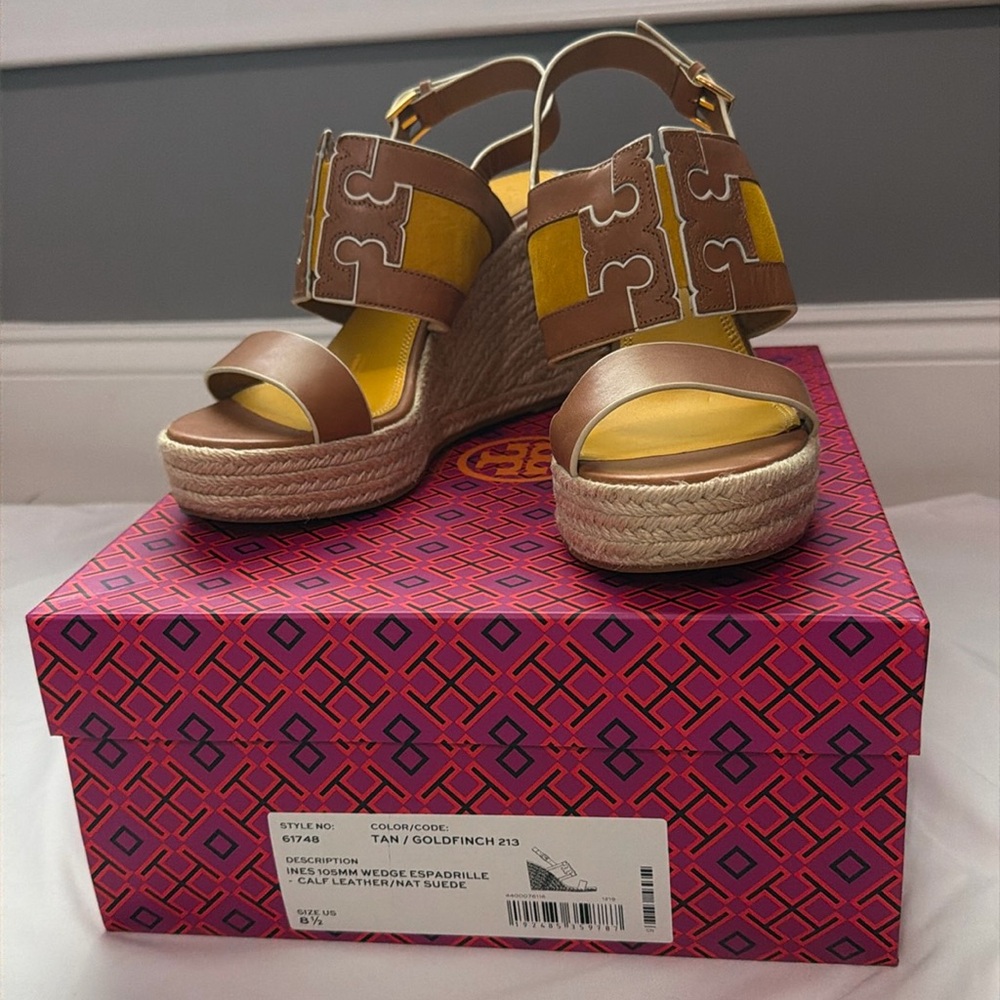 Tory Burch Ines Wedge Espadrille Sandals Size 8,5M